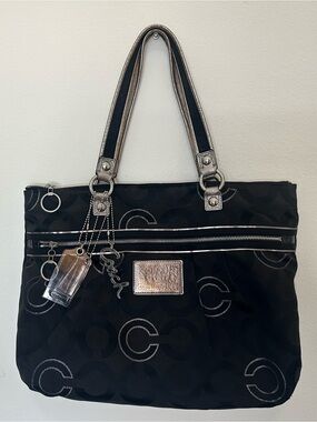Coach Poppy Op Art Shoulder Tote🖤💛